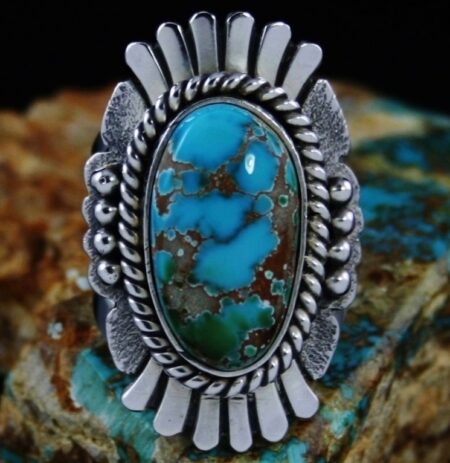 Thomas Jim Brannon Blue Spiderweb Turquoise Ring