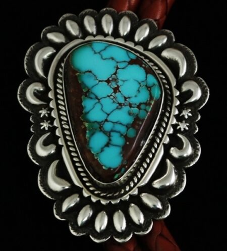 Thomas Jim Brannon Blue Spiderweb Turquoise Bolo Tie