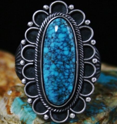 Steve Arviso Lone Mountain Spiderweb Turquoise Ring