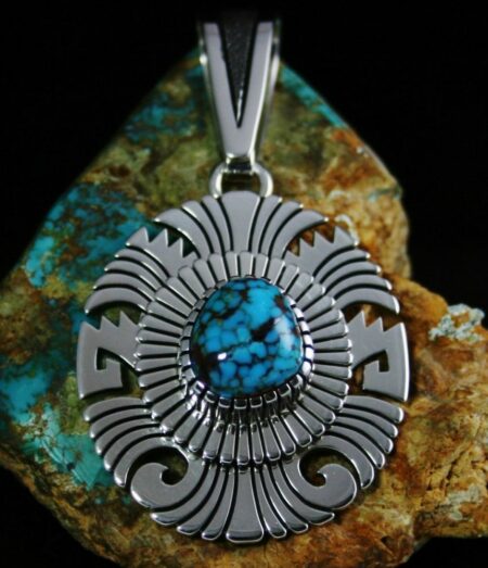 Alton Bedonie Candelaria Spiderweb Turquoise Pendant