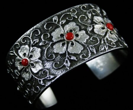 Rebecca Begay Mediterranean Oxblood Coral Floral Design Bracelet