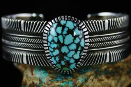 Ron Bedonie Copper Canyon Spiderweb Turquoise Bracelet
