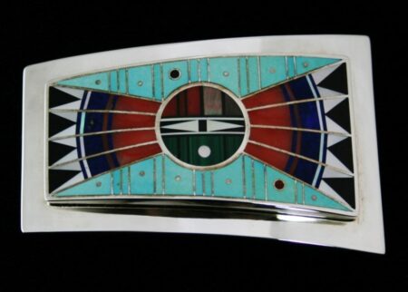 Vintage Ernest Benally Yei Face Inlay Belt Buckle
