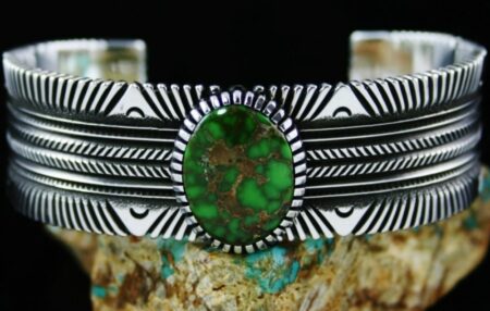 Ron Bedonie Carico Lake Spiderweb Turquoise Bracelet