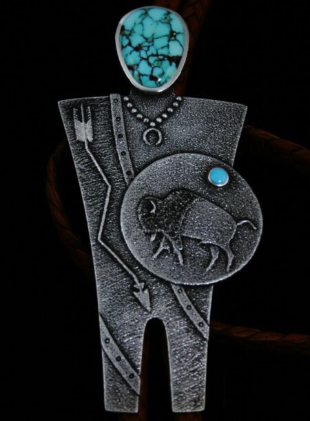 Darryl Dean Begay Godber Burnham Spiderweb Turquoise Warrior Bolo Tie