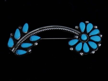 Circa 1970's Sleeping Beauty Turquoise Floral Pin