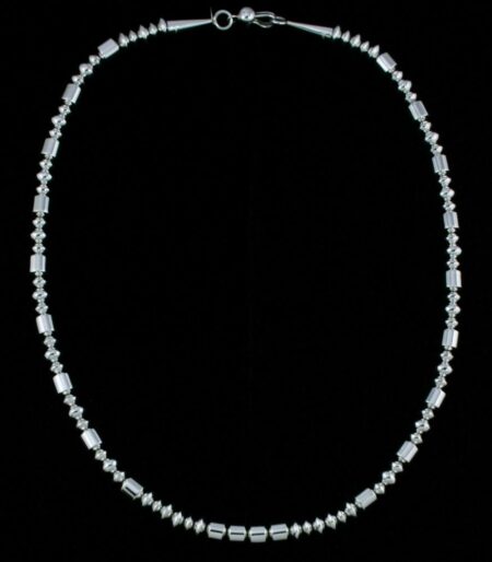Margaret Lee Sterling Silver Barrel and Round Bead Necklace
