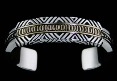 Jennifer Curtis Heavy Gauge Hand Filed 14K Gold and Sterling Silver Bracelet