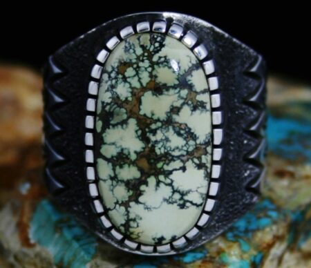 Alton Bedonie Damele Spiderweb Turquoise Ring
