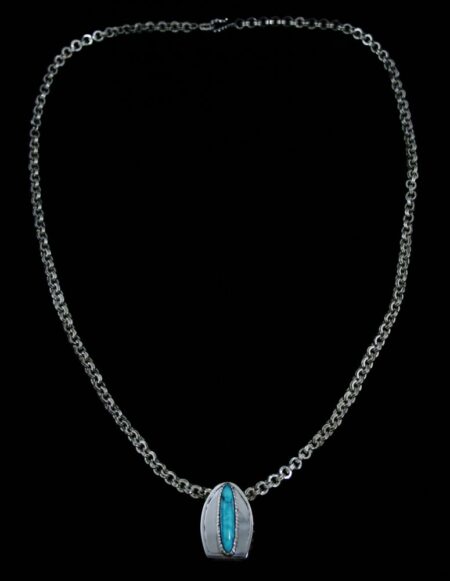 Alvarez Perez Red Mountain Turquoise Reversible Pendant and Interwoven Chain Necklace