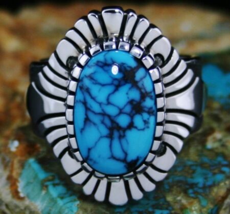 Alton Bedonie Egyptian Spiderweb Turquoise Ring