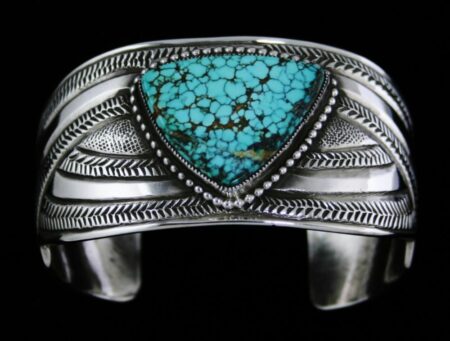 Calvin Martinez Indian Mountain Spiderweb Turquoise Ingot Bracelet