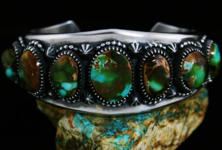 Derrick Gordon Pilot Mountain Turquoise Ingot Row Bracelet