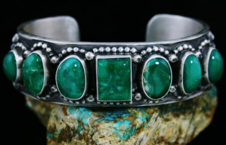 Herman Smith Broken Arrow Variscite Double Sided Row Bracelet