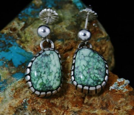 Bobby Cayaditto Carico Lake Spiderweb Turquoise Dangle Earrings