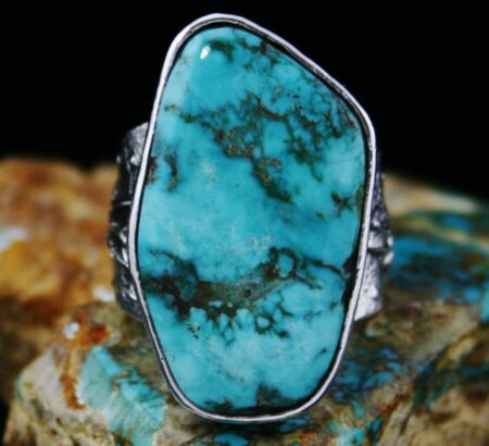 Philander Begay Fox Turquoise Tufa Cast Sterling Silver Ring