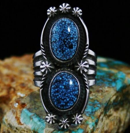 Calvin Martinez Black Web Kingman Turquoise Ingot Ring