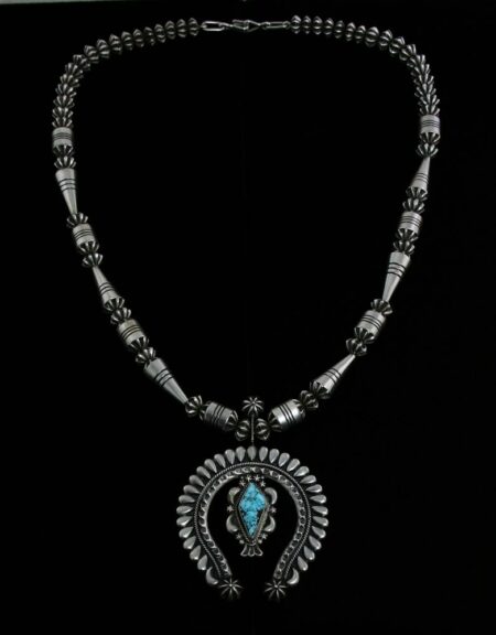 Thomas Jim Nevada Blue Spiderweb Turquoise Necklace
