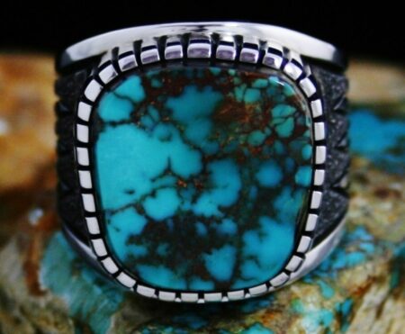 Alton Bedonie Pilot Mountain Spiderweb Turquoise Ring