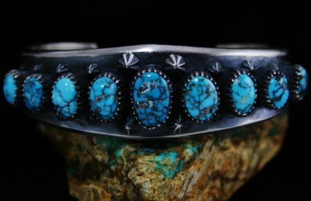 Derrick Gordon Lone Mountain Turquoise Ingot Row Bracelet