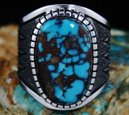 Alton Bedonie Pilot Mountain Spiderweb Turquoise Ring