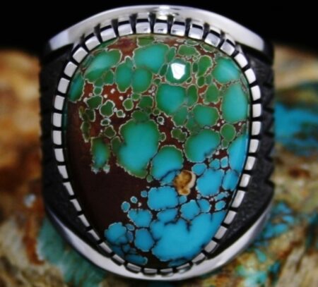 Alton Bedonie Brannon Blue Spiderweb Turquoise Ring
