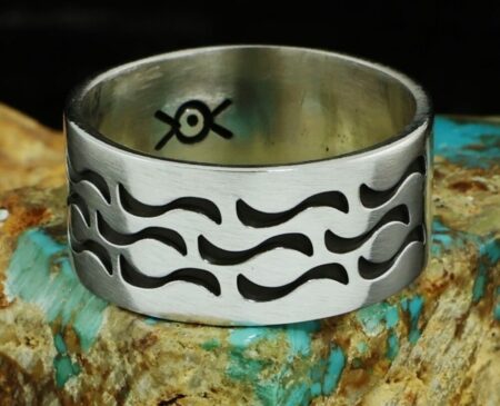 Norbert Peshlakai Hand Stamped Sterling Silver Ring
