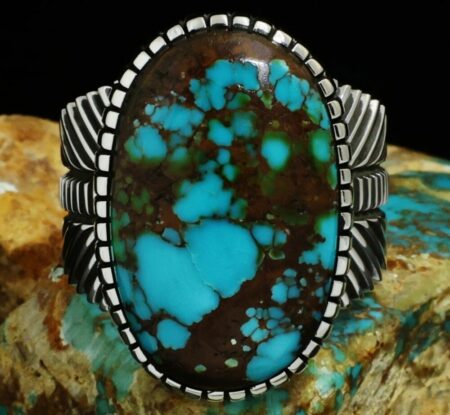 Alton Bedonie Iron Maiden Spiderweb Turquoise Ring