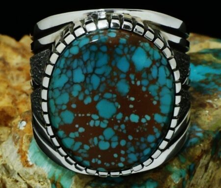 Alton Bedonie Sierra Nevada Spiderweb Turquoise Ring