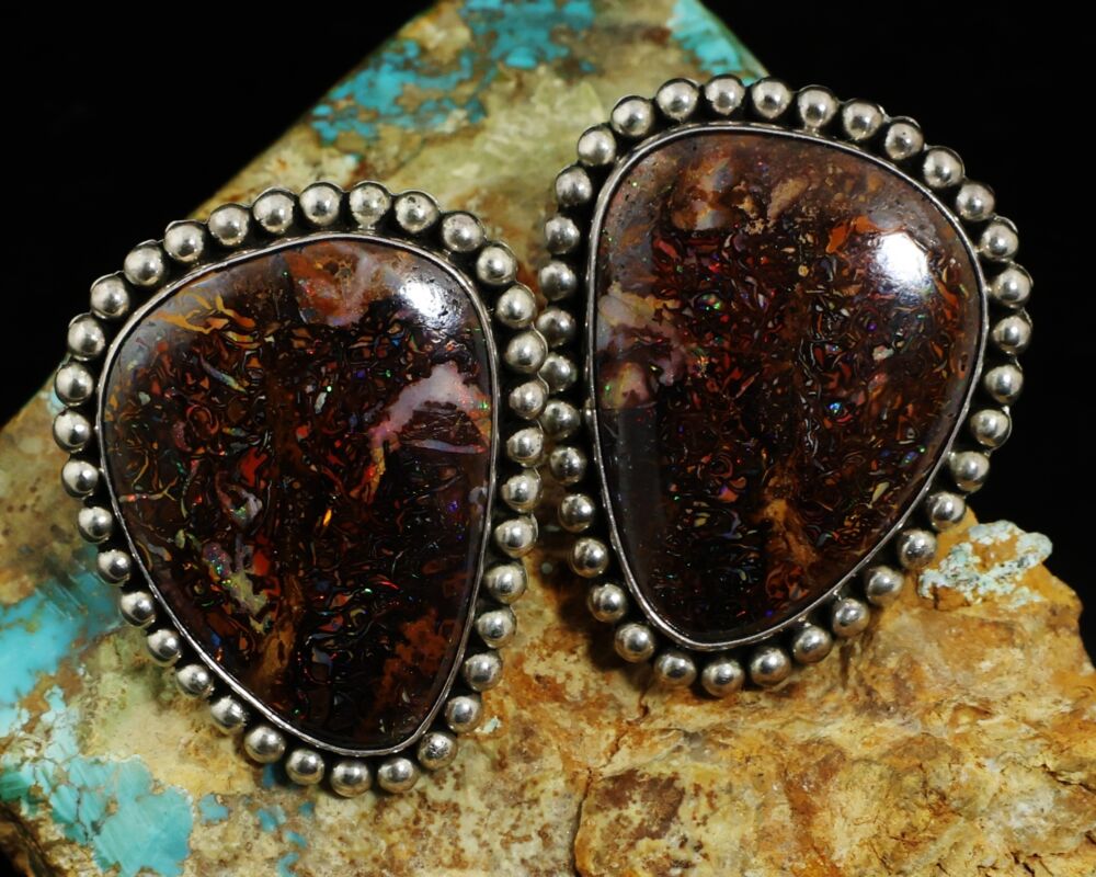Vintage Australian Boulder Opal Earrings