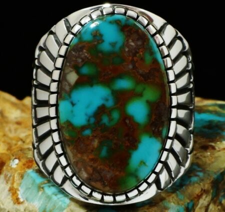 Alton Bedonie Royston Spiderweb Turquoise Ring