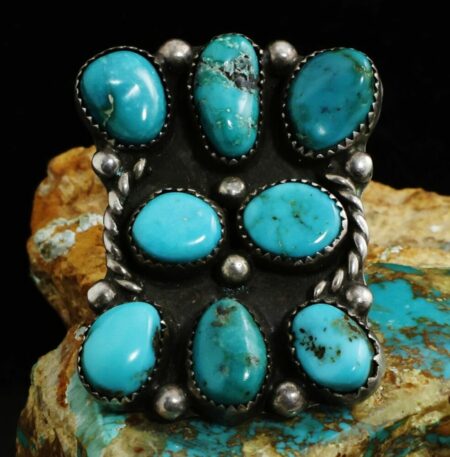 Vintage Blue Gem Turquoise Cluster Ring