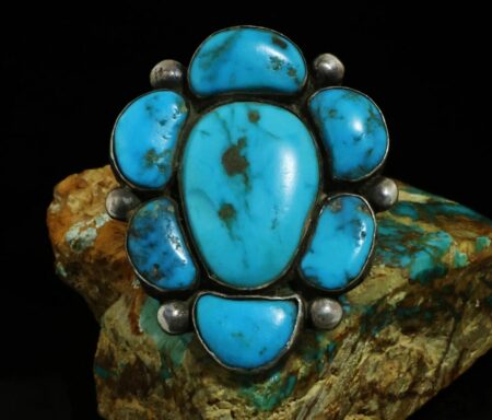 Vintage Blue Gem Turquoise Cluster Ring